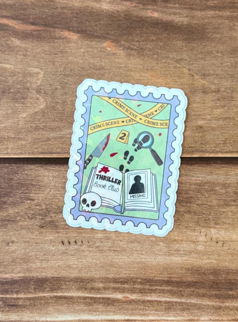 Bookish Stamps Holographic Sticker