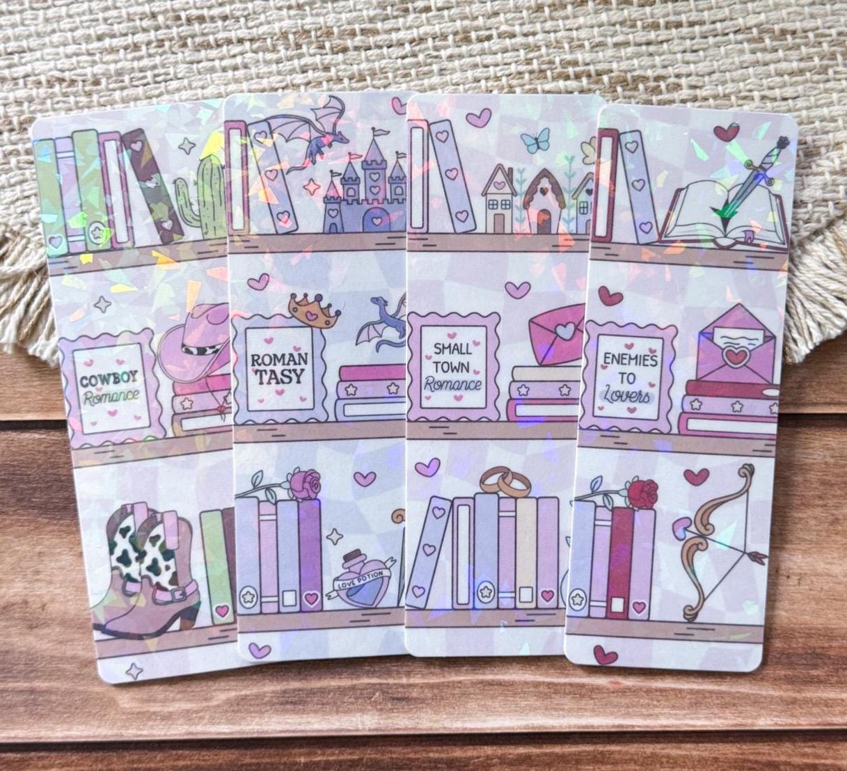 Romance Bookshelf Holographic Bookmark