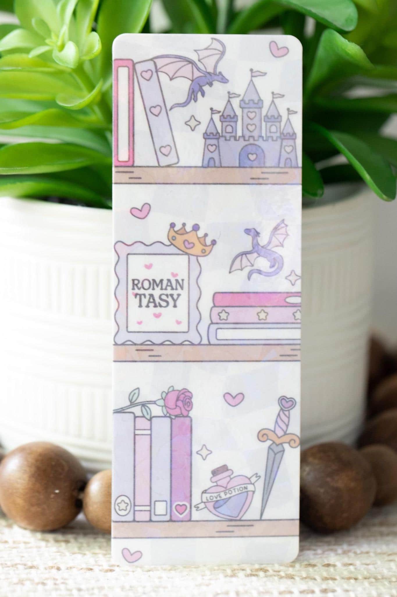 Romance Bookshelf Holographic Bookmark