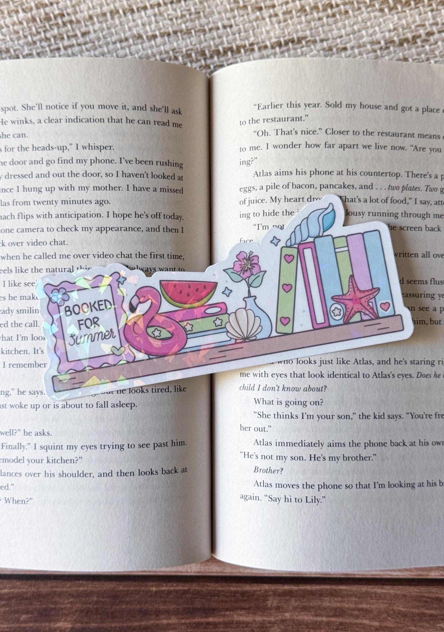Booked For Summer Bookshelf Holographic Bookmark