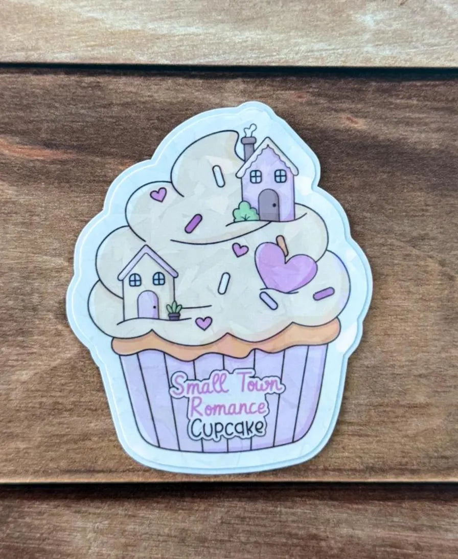 Romance Bookish Cupcake Holographic Sticker