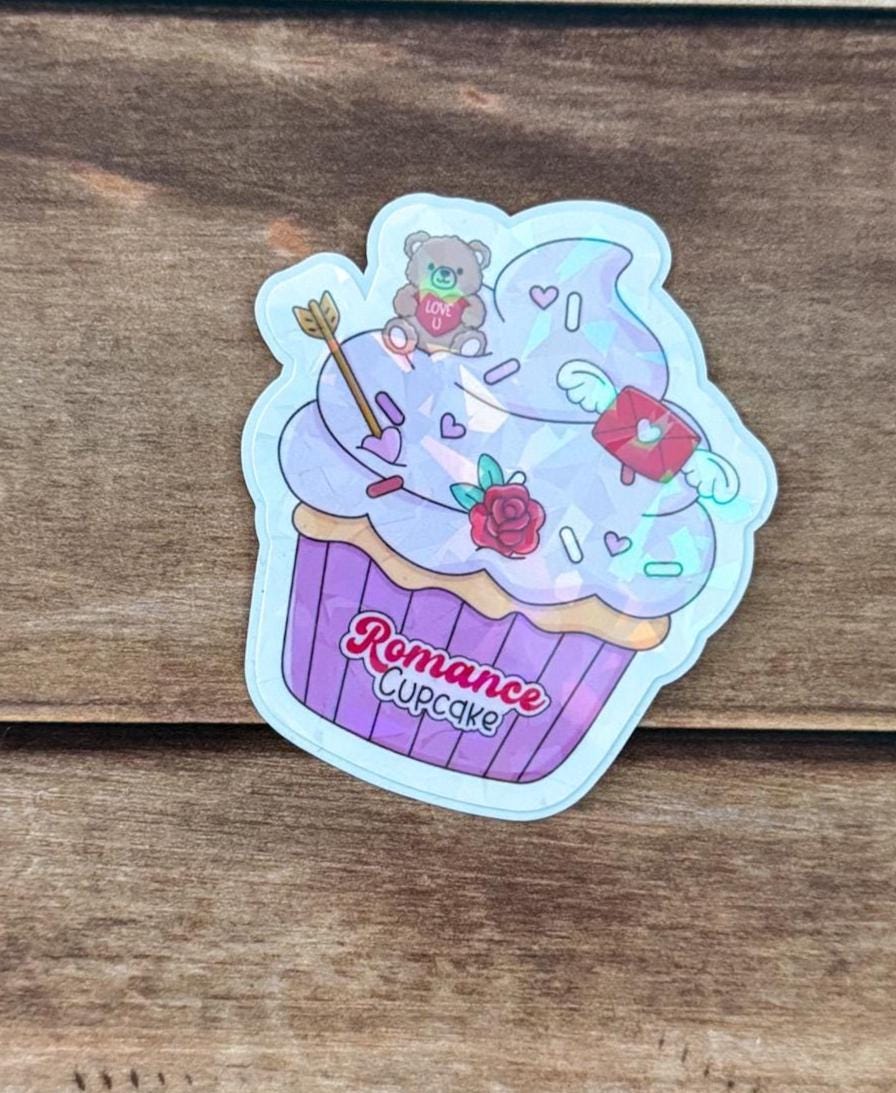 Bookish Cupcake Holographic Sticker