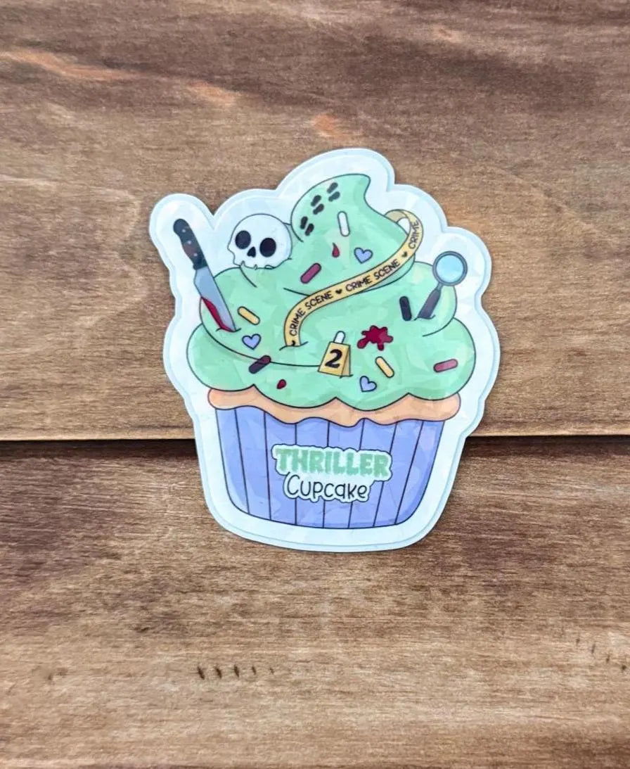 Bookish Cupcake Holographic Sticker