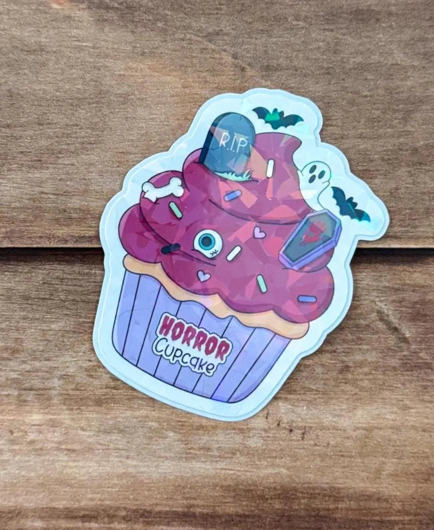 Bookish Cupcake Holographic Sticker