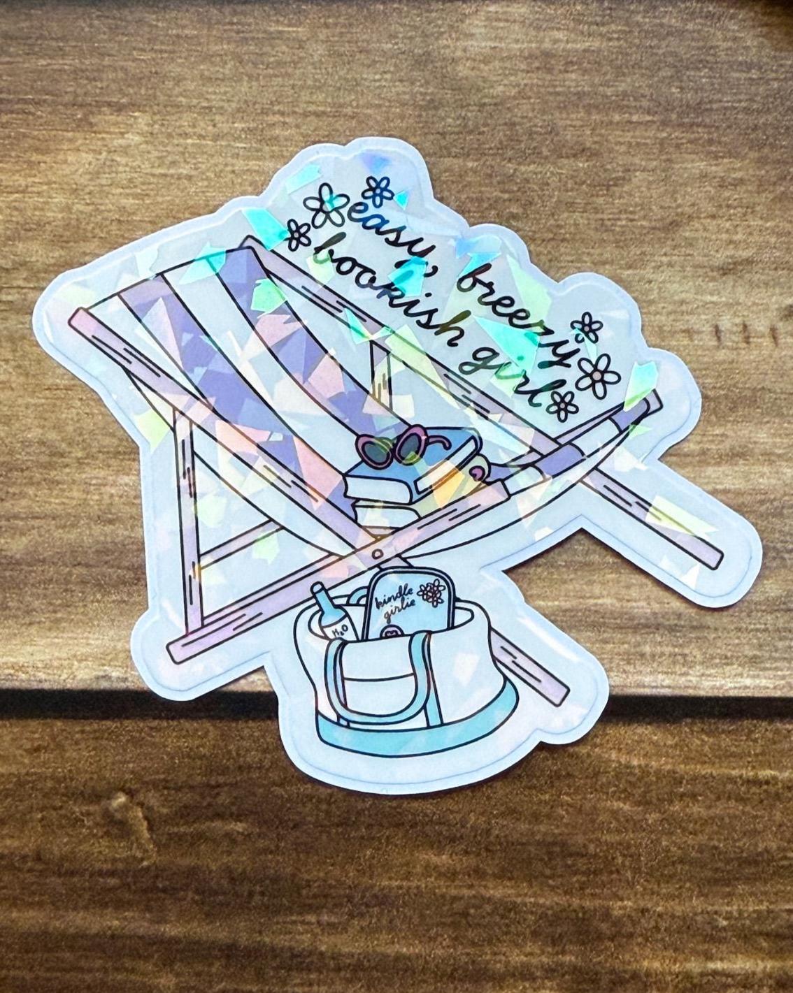 Bookish Girl Summer Holographic Sticker