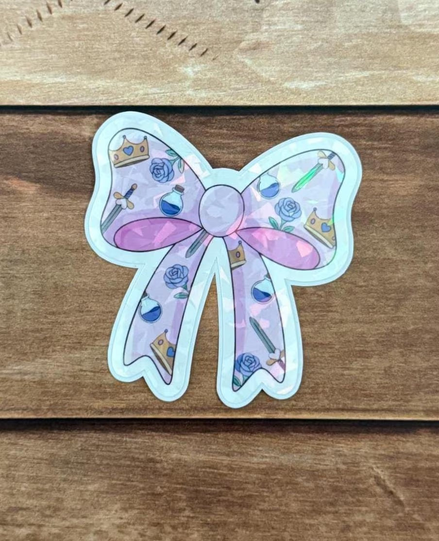 Bookish Bow Holographic Sticker