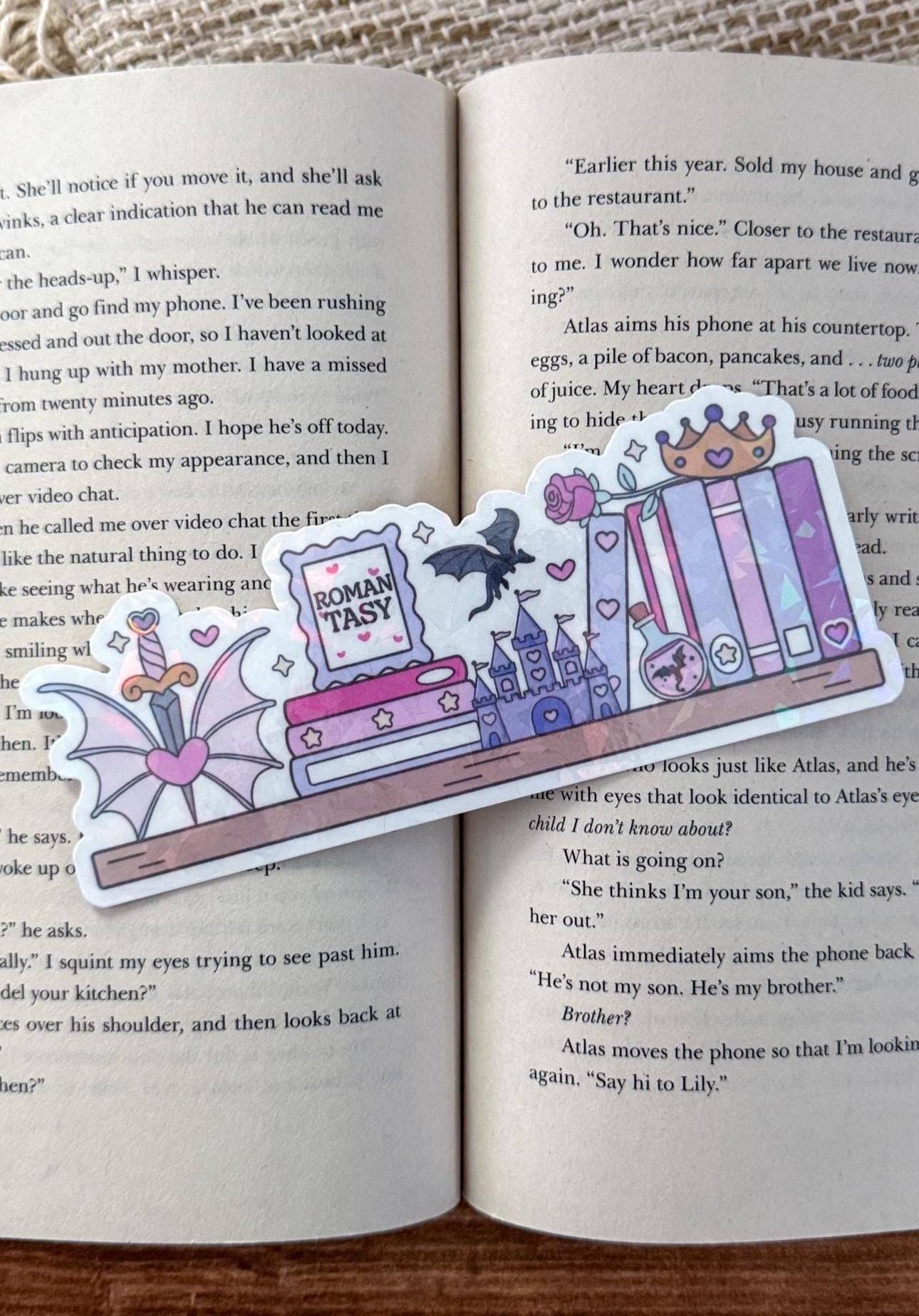 Romance Bookish Bookshelf Holographic Bookmark