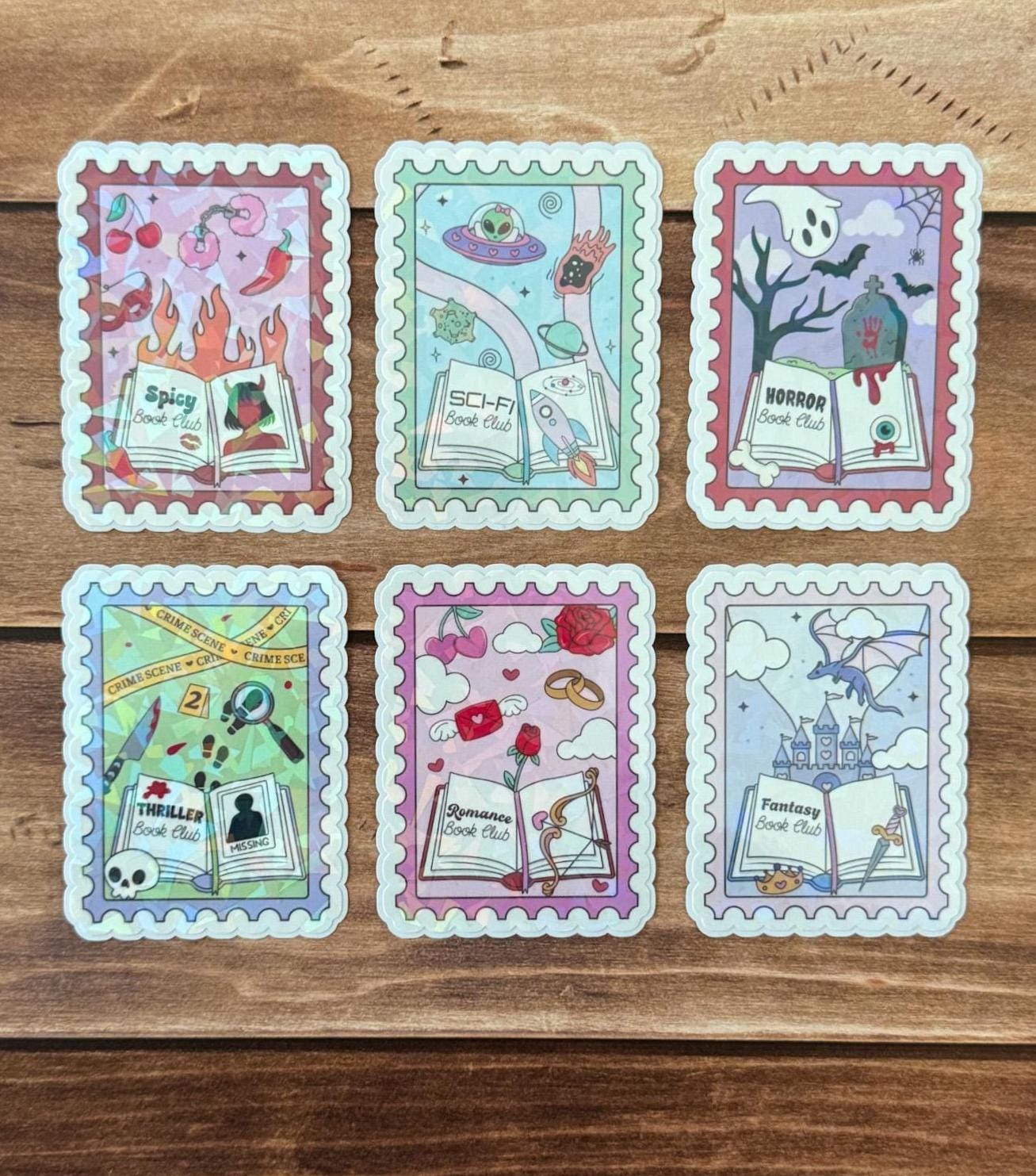 Bookish Stamps Holographic Sticker