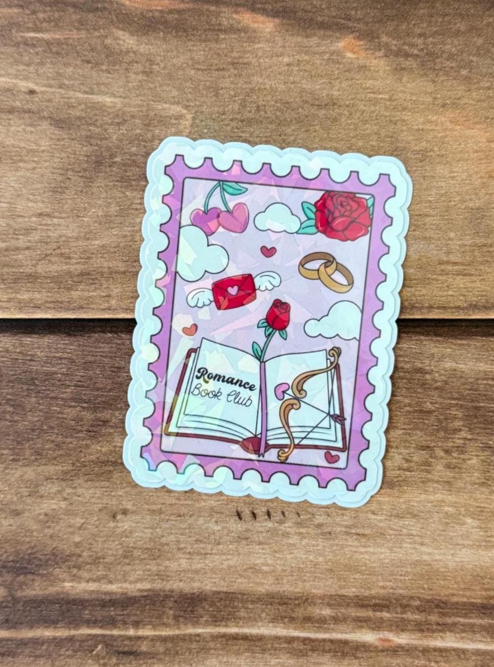 Bookish Stamps Holographic Sticker