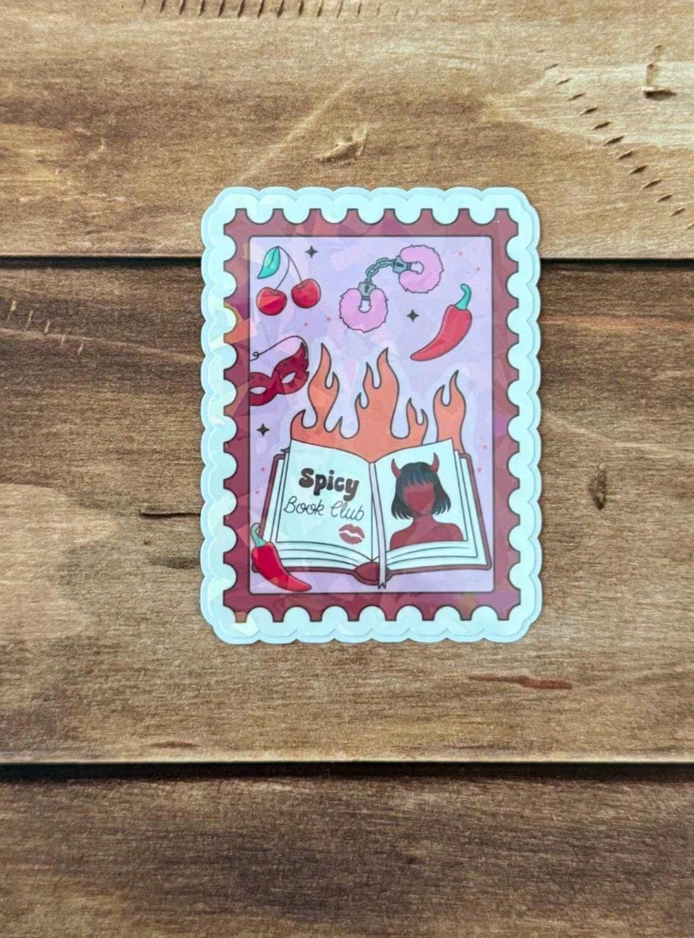 Bookish Stamps Holographic Sticker