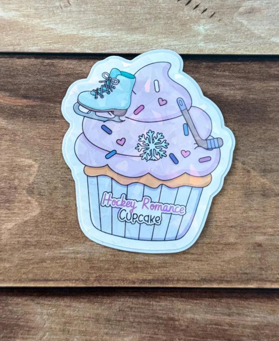 Romance Bookish Cupcake Holographic Sticker