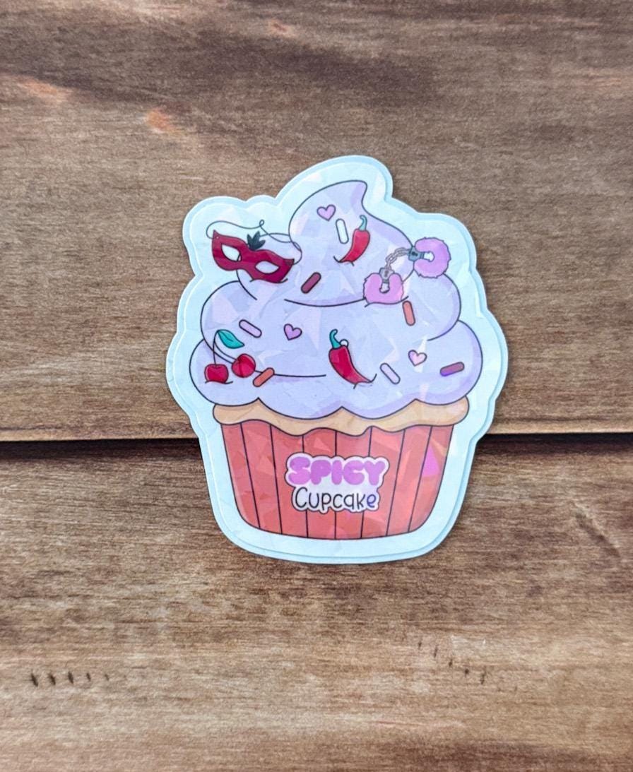 Bookish Cupcake Holographic Sticker