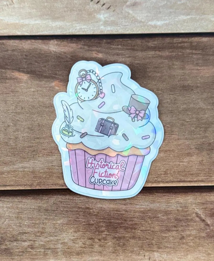 Bookish Cupcake Holographic Sticker