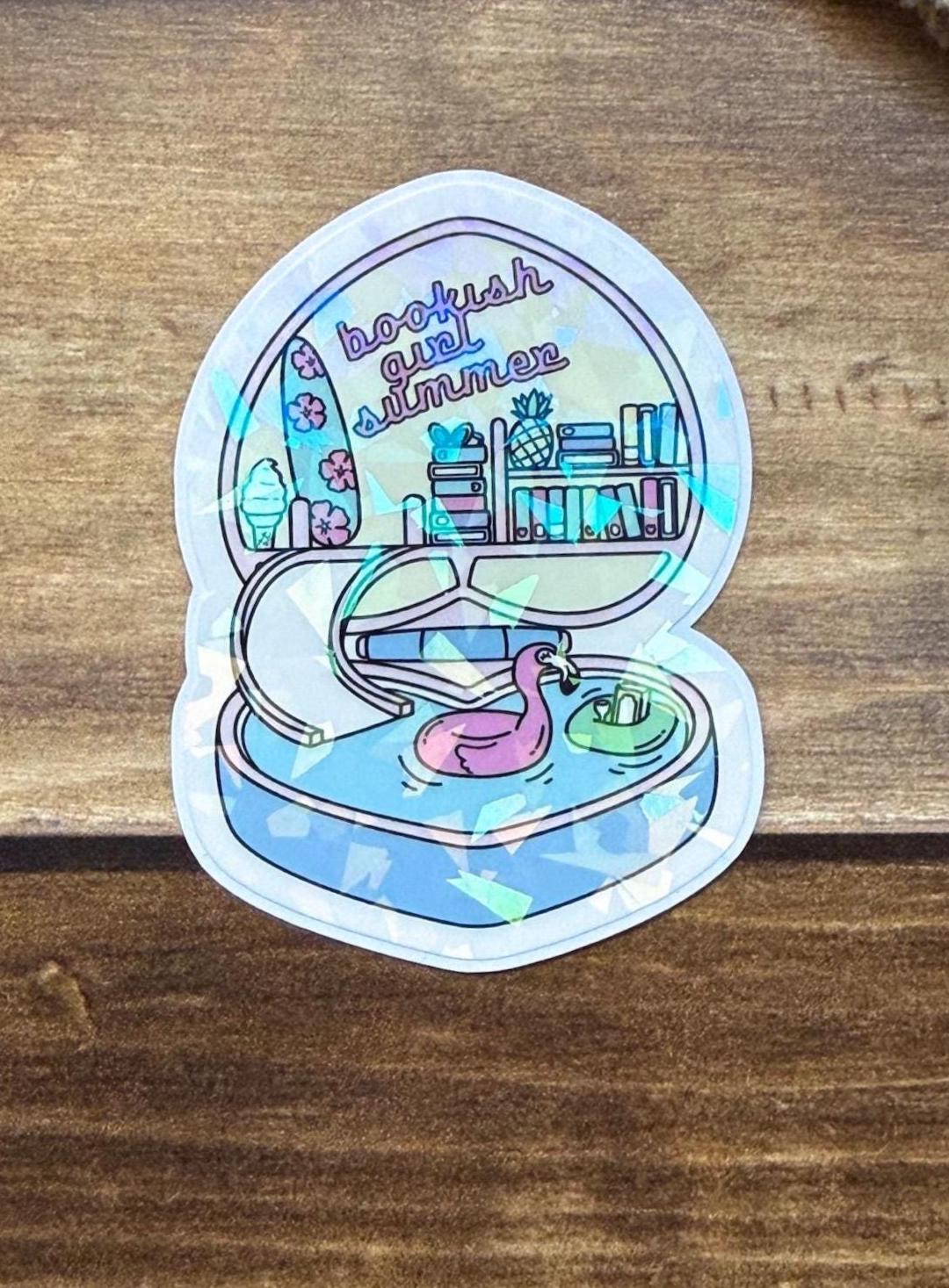 Bookish Girl Summer Holographic Sticker