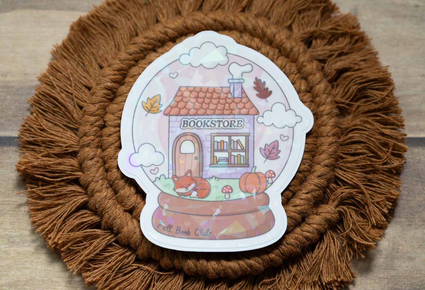 Fall Bookstore Holographic Sticker