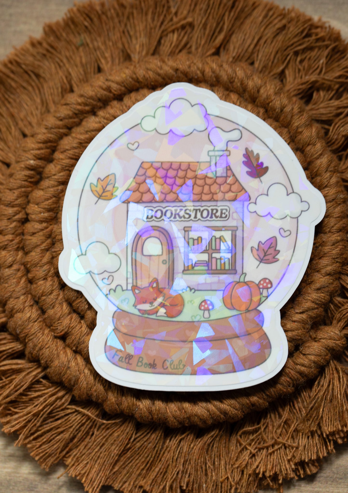 Fall Bookstore Holographic Sticker