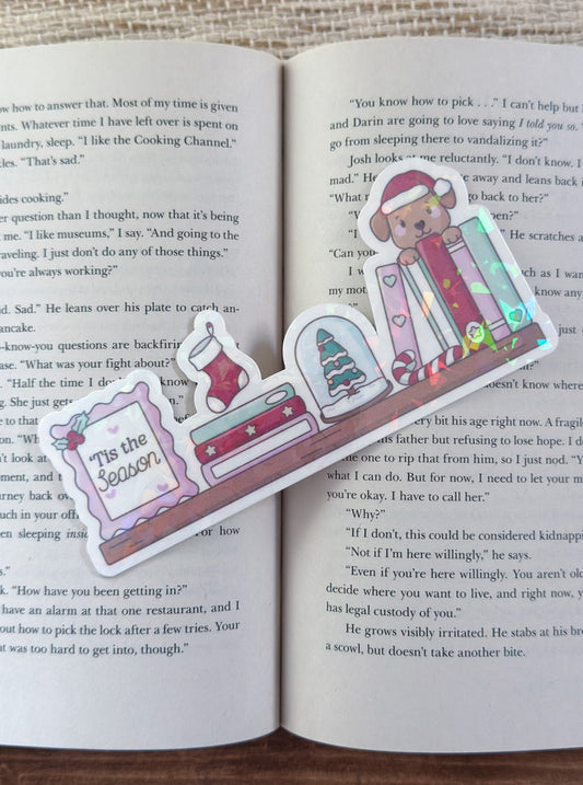Tis the Season Bookshelf Holographic Bookmark