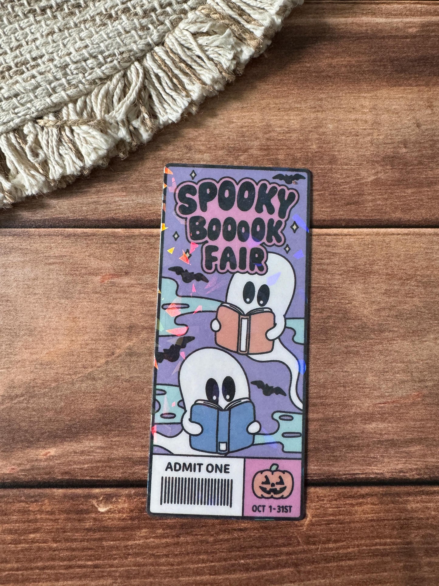 Spooky Book Fair Holographic Bookmark