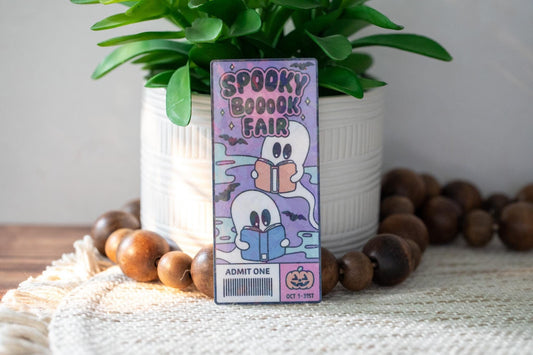 Spooky Book Fair Holographic Bookmark