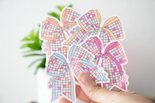 Disco Ball Bow Holographic Sticker