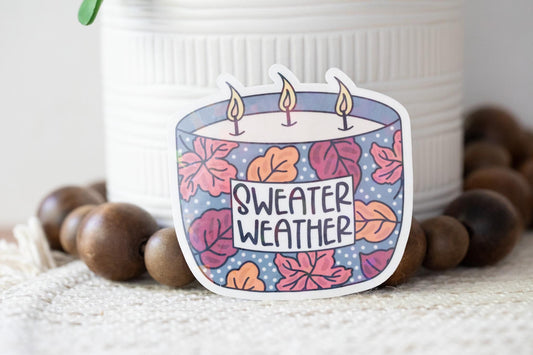 Sweater Weather Candle Holographic Sticker