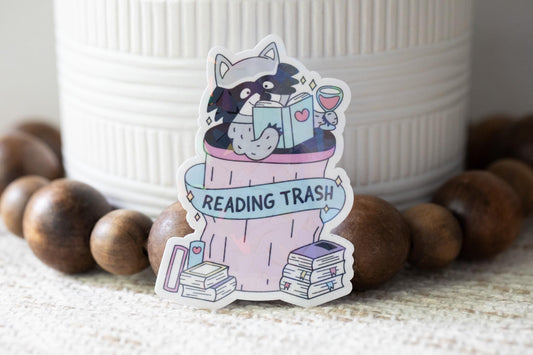 Reading Trash Holographic Sticker