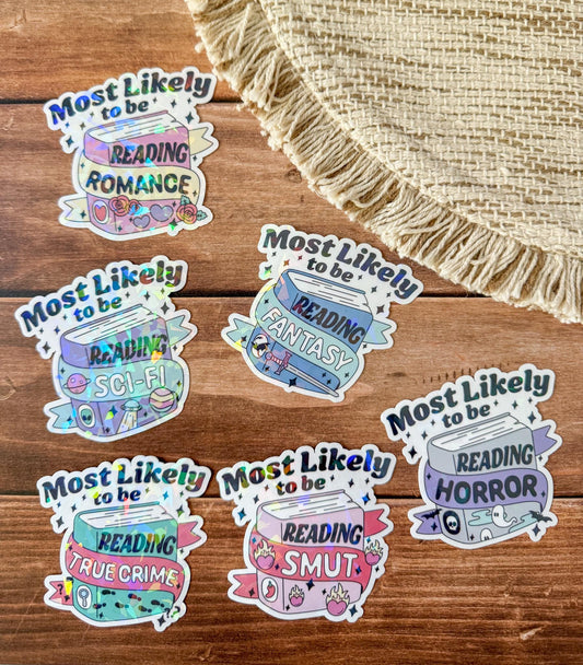 Most Likely to Read Holographic Sticker
