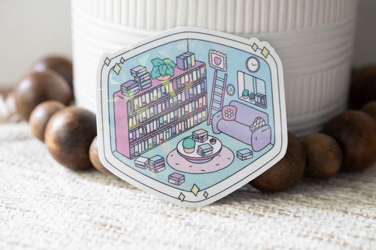 Cute Isometric Library Holographic Sticker