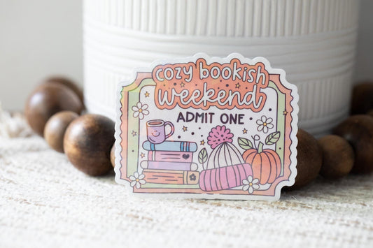Cozy Bookish Weekend Holographic Sticker