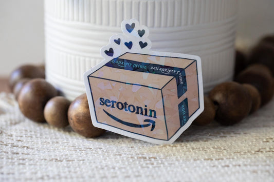 Serotonin Package Holographic Sticker