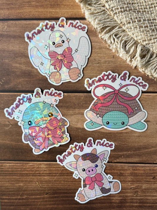 Crochet Animals Holographic Sticker