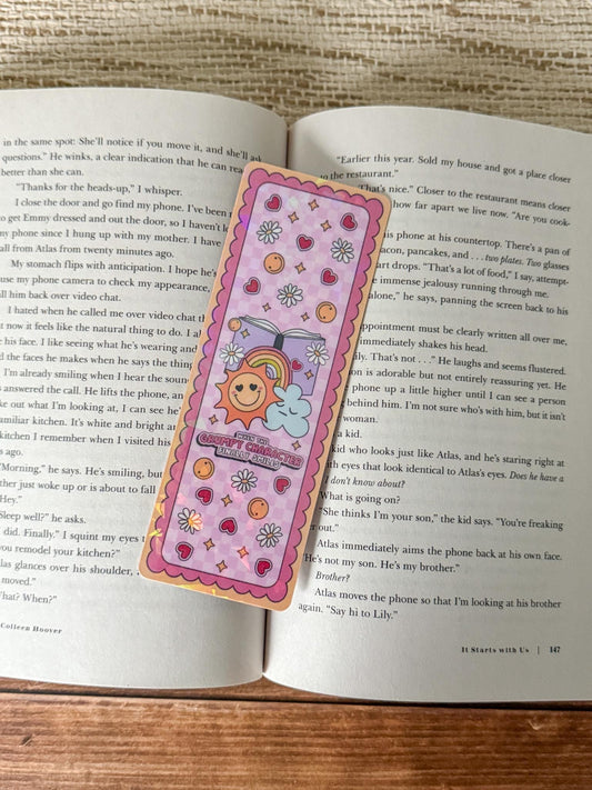Grumpy Character Finally Smiles Holographic Bookmark
