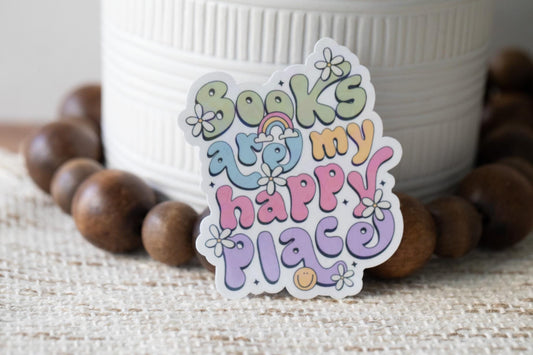 Books Are My Happy Place Holographic Sticker