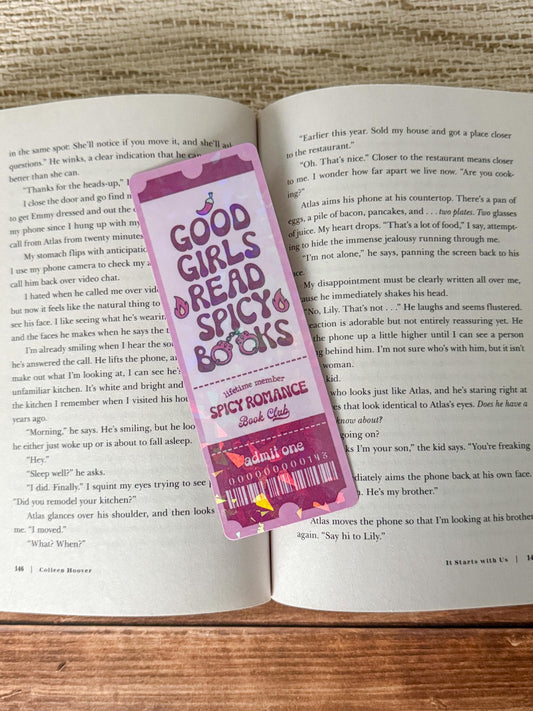 Good Girls Read Spicy Books Holographic Bookmark