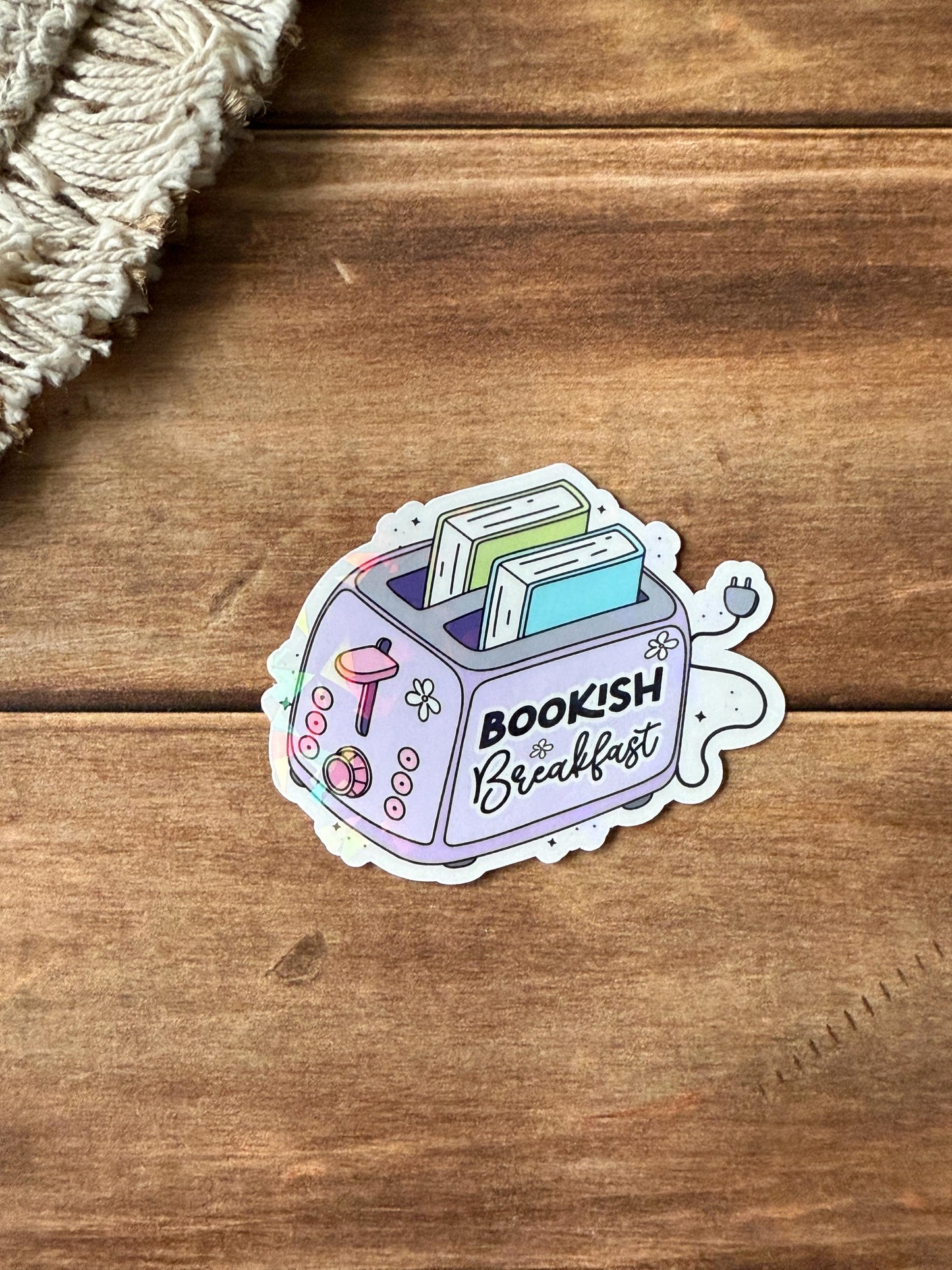 Bookish Breakfast Holographic Sticker