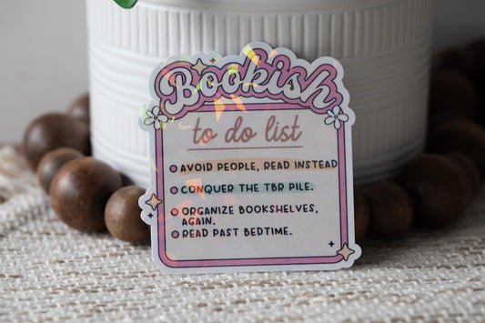 Bookish To Do List Holographic Sticker