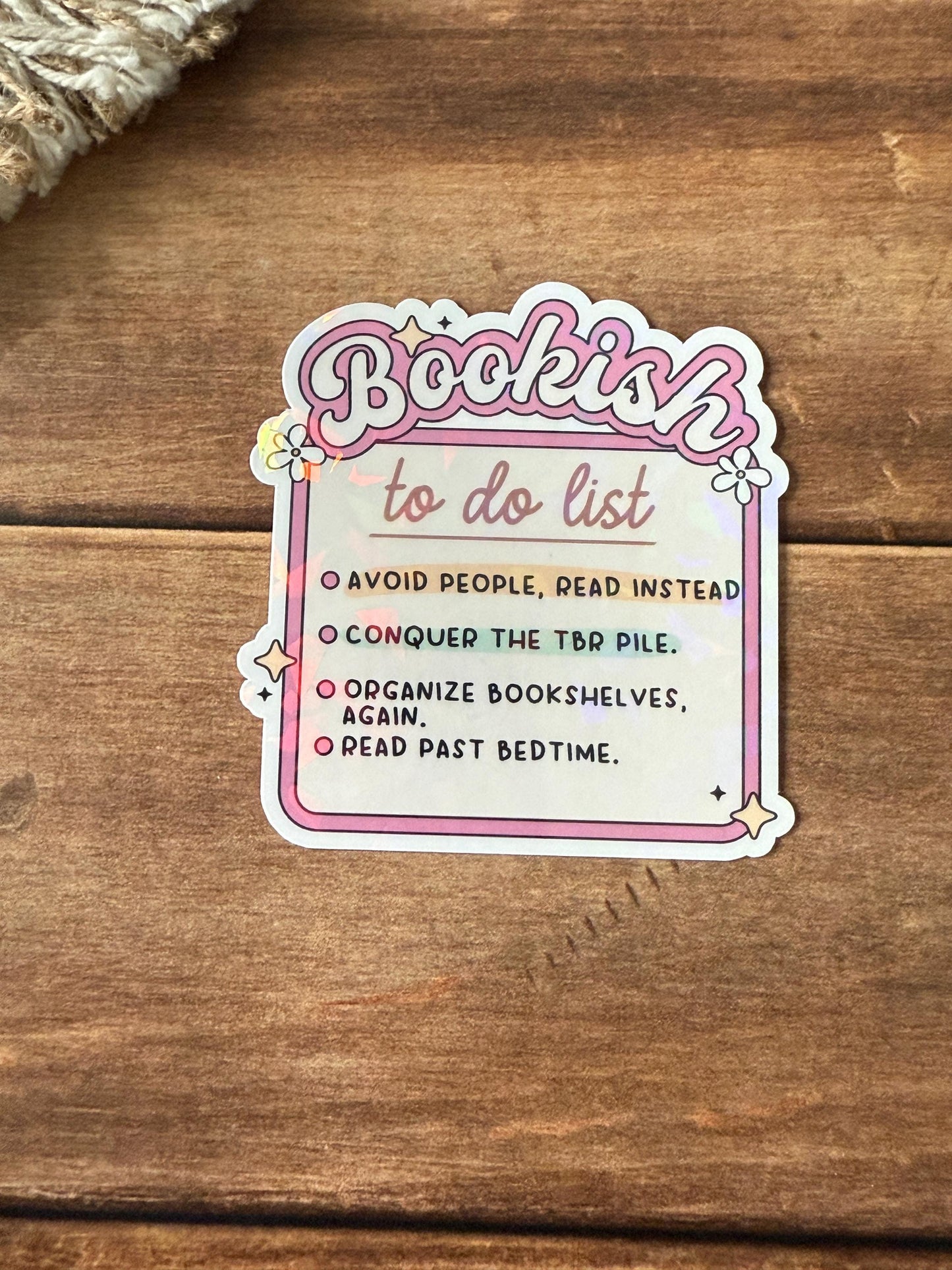 Bookish To Do List Holographic Sticker