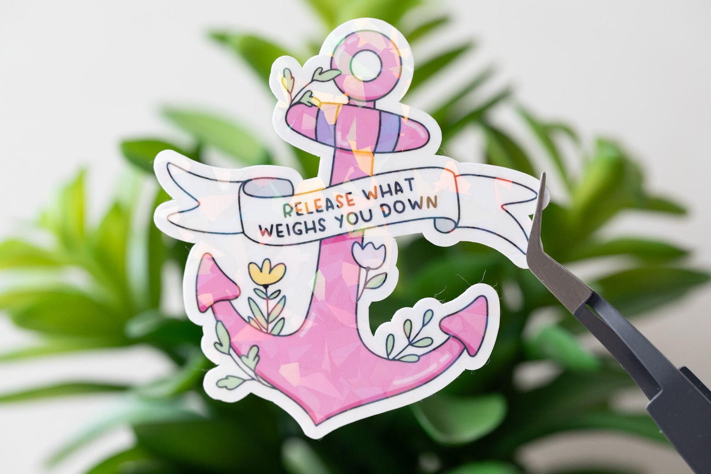 Release What Weighs You Down Holographic Sticker