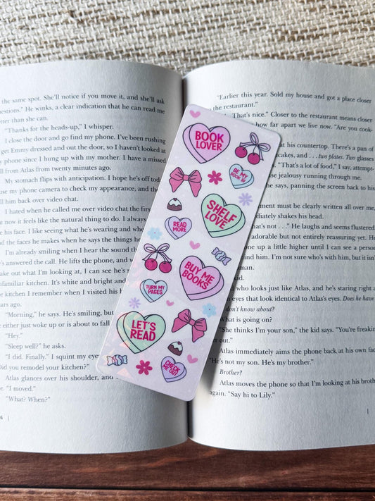 Pink Collage Heart Holographic Bookmark