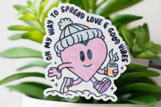 On My Way To Spread Love Holographic Sticker