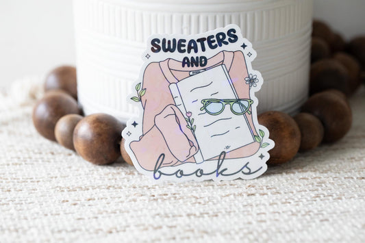 Sweaters and Books Holographic Sticker
