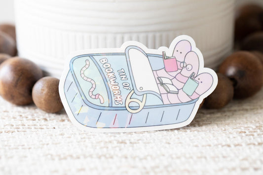 Tin of BookwormsHolographic Sticker