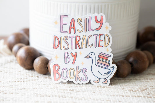 Easily Distracted By Books Holographic Sticker