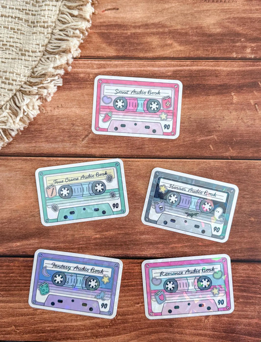 Bookish Audio Cassette Tape Holographic Sticker