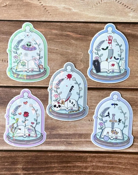 Bookish Glass Dome Holographic Sticker