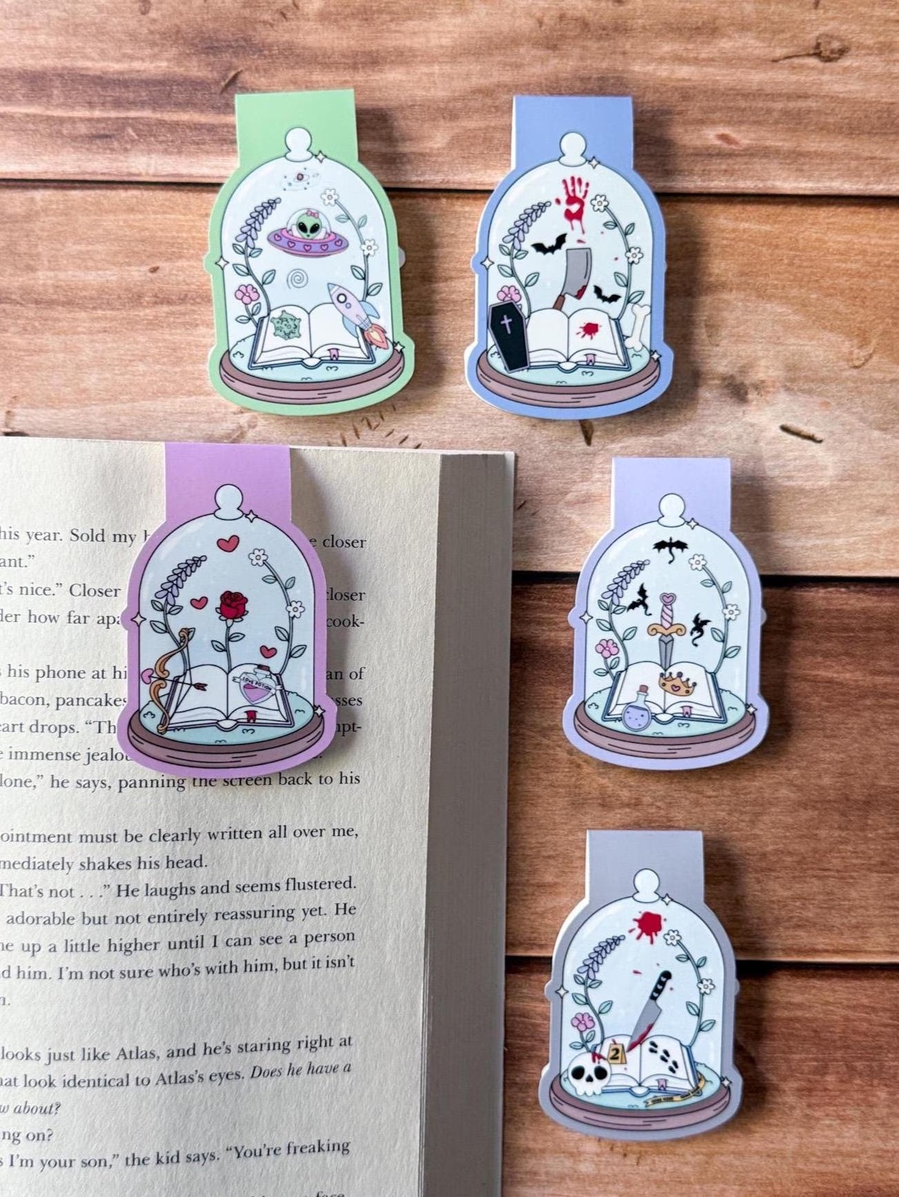 Bookish Glass Dome Magnetic Bookmark