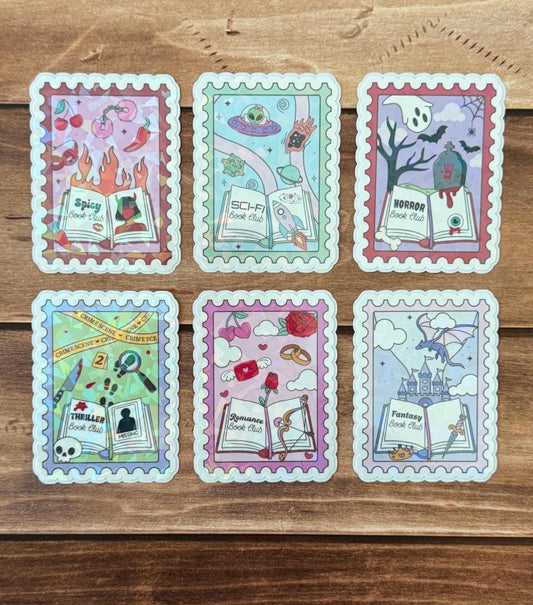 Bookish Stamps Holographic Sticker