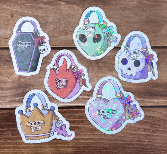 Bookish Girlie Bag Holographic Sticker