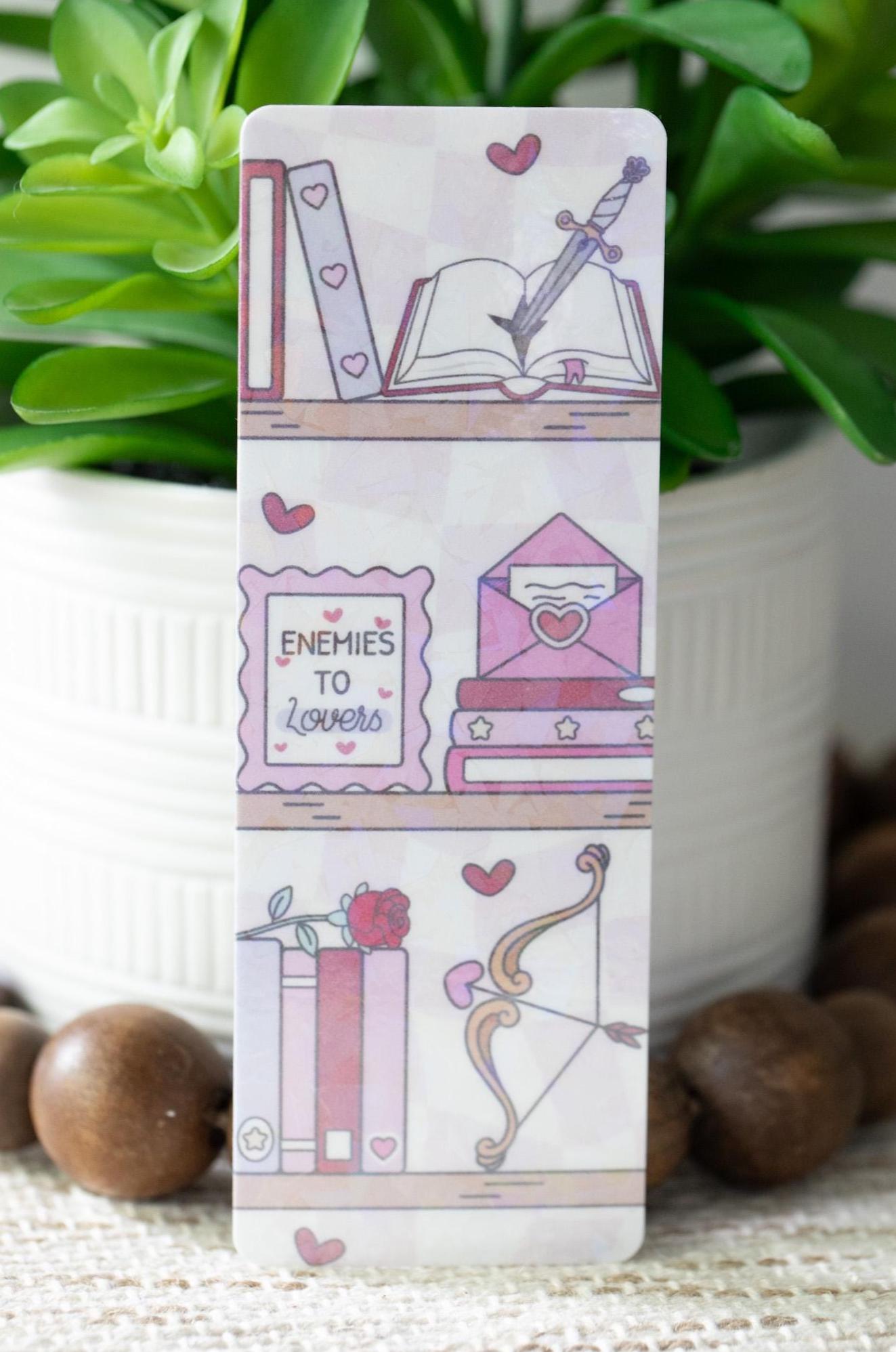 Romance Bookshelf Holographic Bookmark