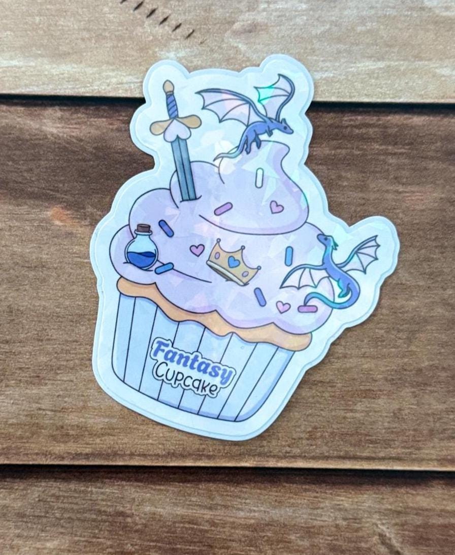 Bookish Cupcake Holographic Sticker